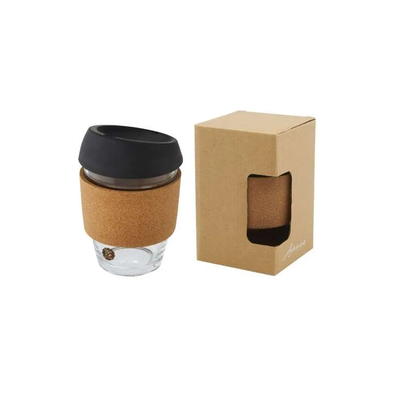 Gobelet Lidan de 360 ml en verre borosilicate avec grip en liège et couvercle en silicone - Avenue